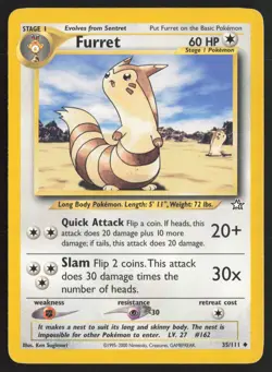 Pokemon TCG | Furret 35/111 | Uncommon | Neo Genesis | Lightly Played - Image 2