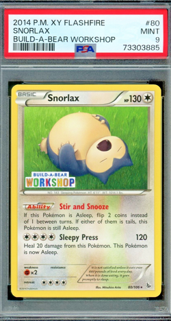 2014 Pokemon XY Flashfire Snorlax Build-A-Bear Workshop #80 PSA 9 - Image 1