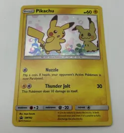 NM Pikachu & Mimikyu 2019 Sun & Moon Black Star Promo Holographic Holo SM162 - Image 1
