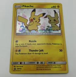 NM Pikachu & Mimikyu 2019 Sun & Moon Black Star Promo Holographic Holo SM162 - Image 1