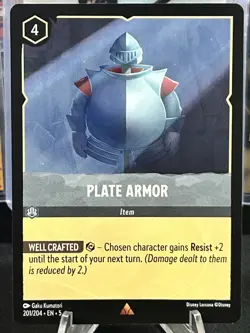 Disney Lorcana Shimmering Skies #201 Plate Armor Rare - Image 1