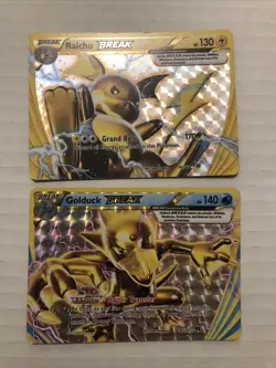 Pokemon Cards 2015 Raichu BREAK 50/162 and 2016 Golduck BREAK 18/122 ~ Pre-owned - Image 1