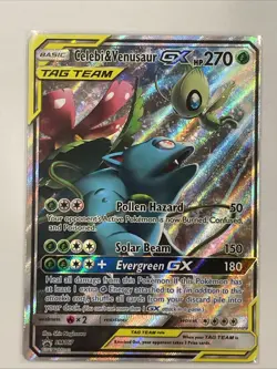 Pokemon TCG Celebi & Venusaur GX Sun & Moon SM167 Holo Promo Card - Image 1