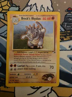Brock’s Rhydon 2/132 Pokemon Card Holo Rare Gym Heroes 2000 - Image 1