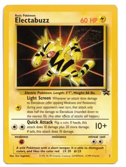 Pokemon Card: Electabuzz #2 WOTC Vintage Black Star Movie Promo Rare! GD - Image 1