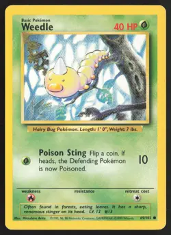 Pokemon TCG | Weedle 69/102 | Common | Base Set | Near Mint - Image 2