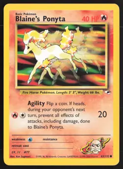 Pokemon TCG | Blaine's Ponyta 63/132 | Common | Gym Heroes | Lightly Played - Image 2