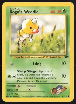 Pokemon TCG | Koga's Weedle 82/132 | Common | Gym Challenge | Lightly Played - Image 2