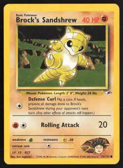 Pokemon TCG | Brock's Sandshrew 71/132 | Common | Gym Heroes | Lightly Played - Image 2