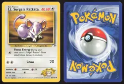Pokemon TCG | Lt. Surge's Rattata 82/132 | Common | Gym Heroes | Lightly Played - Image 1