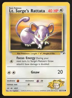 Pokemon TCG | Lt. Surge's Rattata 82/132 | Common | Gym Heroes | Lightly Played - Image 2