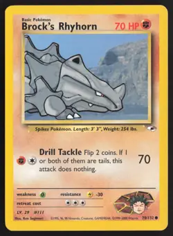 Pokemon TCG | Brock's Rhyhorn 70/132 | Common | Gym Heroes | Lightly Played - Image 2