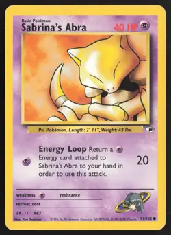 Pokemon TCG | Sabrina's Abra 91/132 | Common | Gym Heroes | Lightly Played - Image 2
