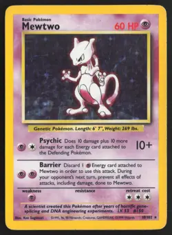 Pokemon TCG | Mewtwo 10/102 | Holo Rare | Base Set | Lightly Played - Image 2