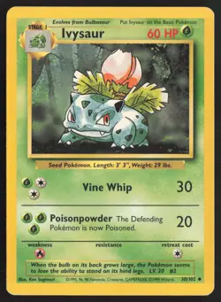 Pokemon TCG | Ivysaur 30/102 | Uncommon | Base Set | Lightly Played - Image 2