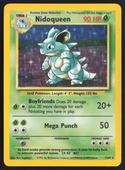 Pokemon TCG | Nidoqueen 7/64 | No Symbol ERROR Holo Rare | Jungle | LP - Image 2