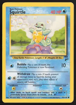 Pokemon TCG | Squirtle 93/130 | Common | Base Set 2 | Lightly Played - Image 2