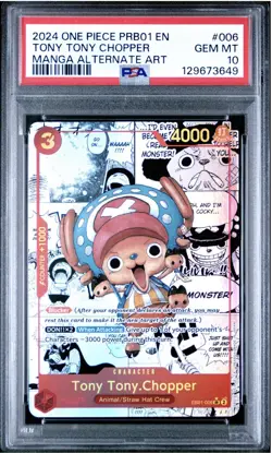 PSA 10 2024 ONE PIECE TONY TONY CHOPPER #006 PRB01 MANGA ALT ART English - Image 1