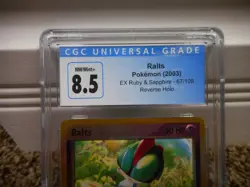 Ralts cgc 8.5 NM MINT+ REVERSE HOLO EX Ruby & Sapphire E-Reader 67/109 psa card - Image 2