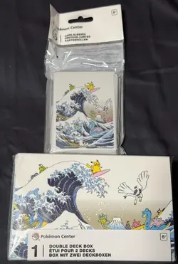 Set of Pokemon Card Great Wave Pikachu & Friends Double Deck Box + Card Sleeves - Image 1