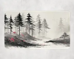 Forest MTG Playmat Sumi E Ink Wash Woodland Green Mana Landscape 14x24 Commander - Image 1