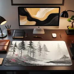 Forest MTG Playmat Sumi E Ink Wash Woodland Green Mana Landscape 14x24 Commander - Image 2