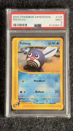 Pokemon TCG Poliwag Expedition Base Set 125/165 Regular Common PSA 9 - Image 1