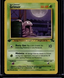 Pokemon 1999 1st Edition Fossil GRIMER 48/62 - Image 1