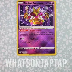 Pokemon Card Radiant Alakazam 059/195 Radiant Rare Sword Shield Silver Tempest - Image 1