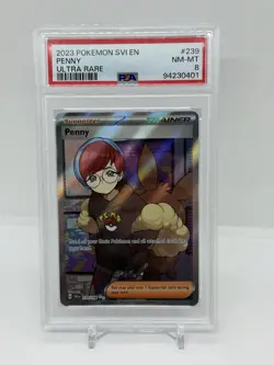 Graded PSA 8 2023 Pokemon SVI EN Penny Ultra Rare #239 - Image 1