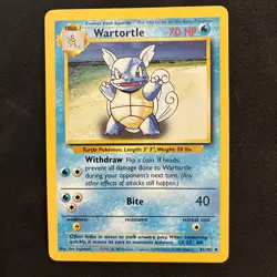 Pokemon TCG: Wartortle 42/102 Uncommon Base Set Unlimited 1999 VTG WOTC NM - Image 1