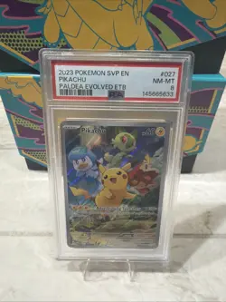 2023 Pokemon Svp En Pikachu Paldea Evolved Etb PSA 8 - Image 1