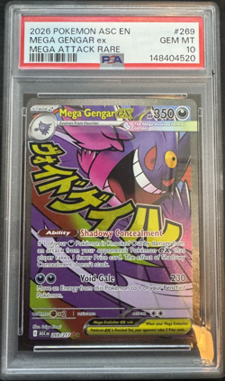 2026 POKEMON ASC EN-ASCENDED HEROES MEGA ATTACK RARE #269 MEGA GENGAR EX PSA 10 - Image 1
