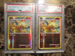 TWO Pokemon 2009 Charizard Platinum Rev Foil Holo Arceus #1 PSA 9 - Image 3