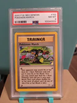 2000 Pokemon NEO GENESIS POKEMON MARCH #102 PSA 8 Near Mint Low Pop - Image 1