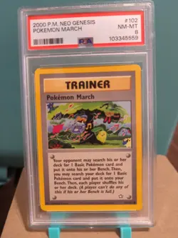 2000 Pokemon NEO GENESIS POKEMON MARCH #102 PSA 8 Near Mint Low Pop - Image 3