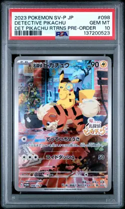 2023 POKEMON JPN SV-P PROMO #098 DETECTIVE PIKACHU PSA 10 - Image 1