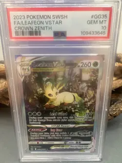 2023 POKEMON SWORD & SHIELD CROWN ZENITH #GG35 FULL ART/LEAFEON VSTAR PSA 10 - Image 1