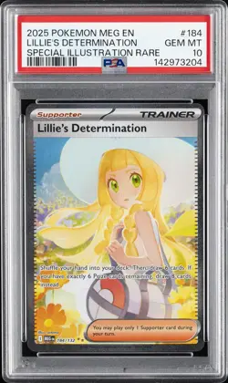 2025 POKEMON MEG EN-MEGA EVOLUTION #184 LILLIE'S DETERMINATION PSA 10 - Image 1