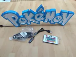 3D Illuminated LED Pokemon inspired sign logo shelf display night light Large - Image 1
