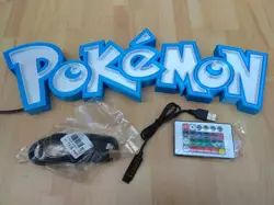 3D Illuminated LED Pokemon inspired sign logo shelf display night light Large - Image 2
