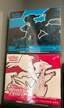 Pokemon Black Bolt and White Flare Elite Trainer Box ETB Set of 2 Factory Sealed - Image 1