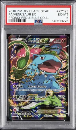 2016 POKEMON XY BLACK STAR PROMO RED & BLUE COLL FULL ART/VENUSAUR EX PSA 6 - Image 1