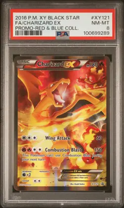 2016 POKEMON XY BLACK STAR PROMO RED & BLUE COLL FULL ART/CHARIZARD EX PSA 8 - Image 1