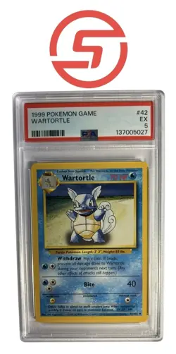 1999 POKEMON BASE SET UNLIMITED #42 WARTORTLE PSA 5 - Image 1