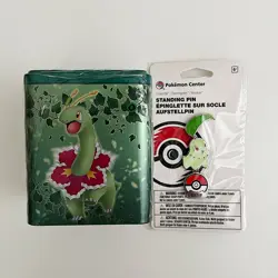 Pokemon TCG: Grass Stacking Tin 3 Booster Packs And Coin - Image 1
