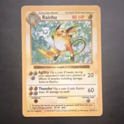 Pokemon TCG Raichu Base Set Shadowless Unlimited 014/102 Holo Rare 80 HP English - Image 1