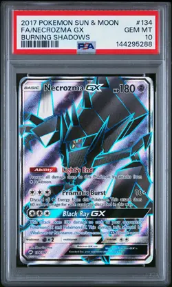 2017 POKEMON SUN & MOON BURNING SHADOWS #134 FULL ART/NECROZMA GX PSA 10 - Image 1