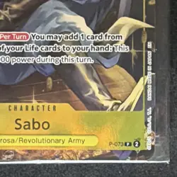 Sabo P-073 Promo Foil 5000 Power Dressrosa Revolutionary Army One Piece CCG - Image 2