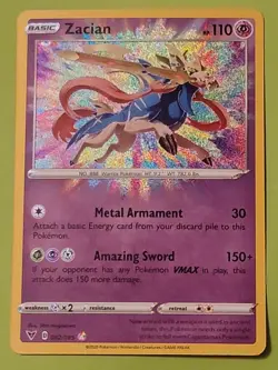 Zacian 082/185 Holo Amazing Rare SWSH04: Vivid Voltage NM English Pokemon Card - Image 1